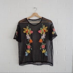 Zara Mesh Embroidered Shirt
